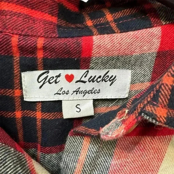 Get Lucky Los Angeles Women's Red Plaid Flannel Button-Up Shirt Size S - Picture 3 of 4
